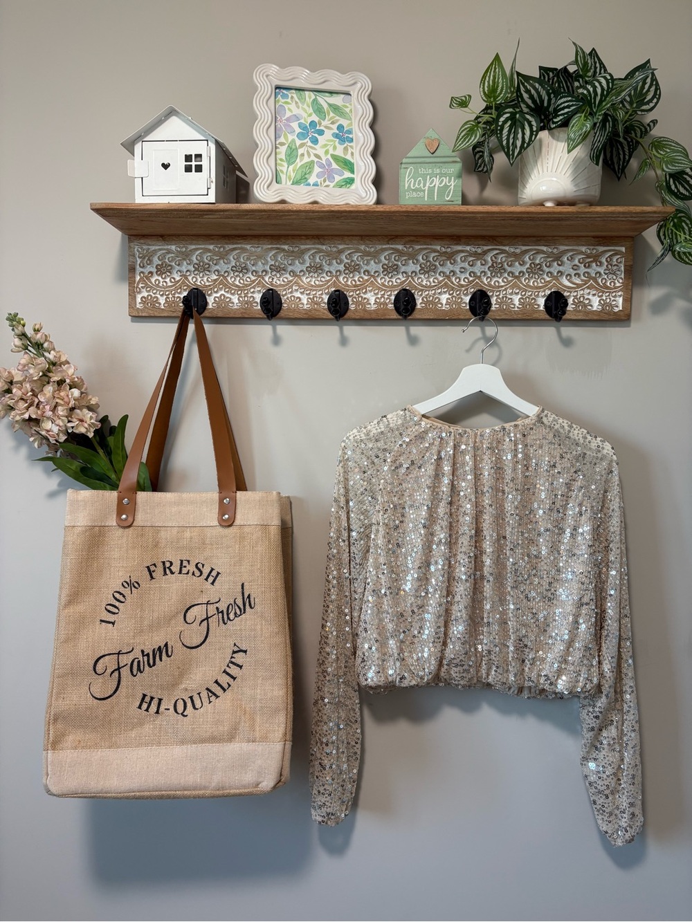 Champagne Sequin Top